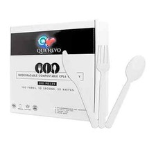 Set of 200 Biodegradable Compostable Disposable Cutlery Pack Fork, Spoon  Knife