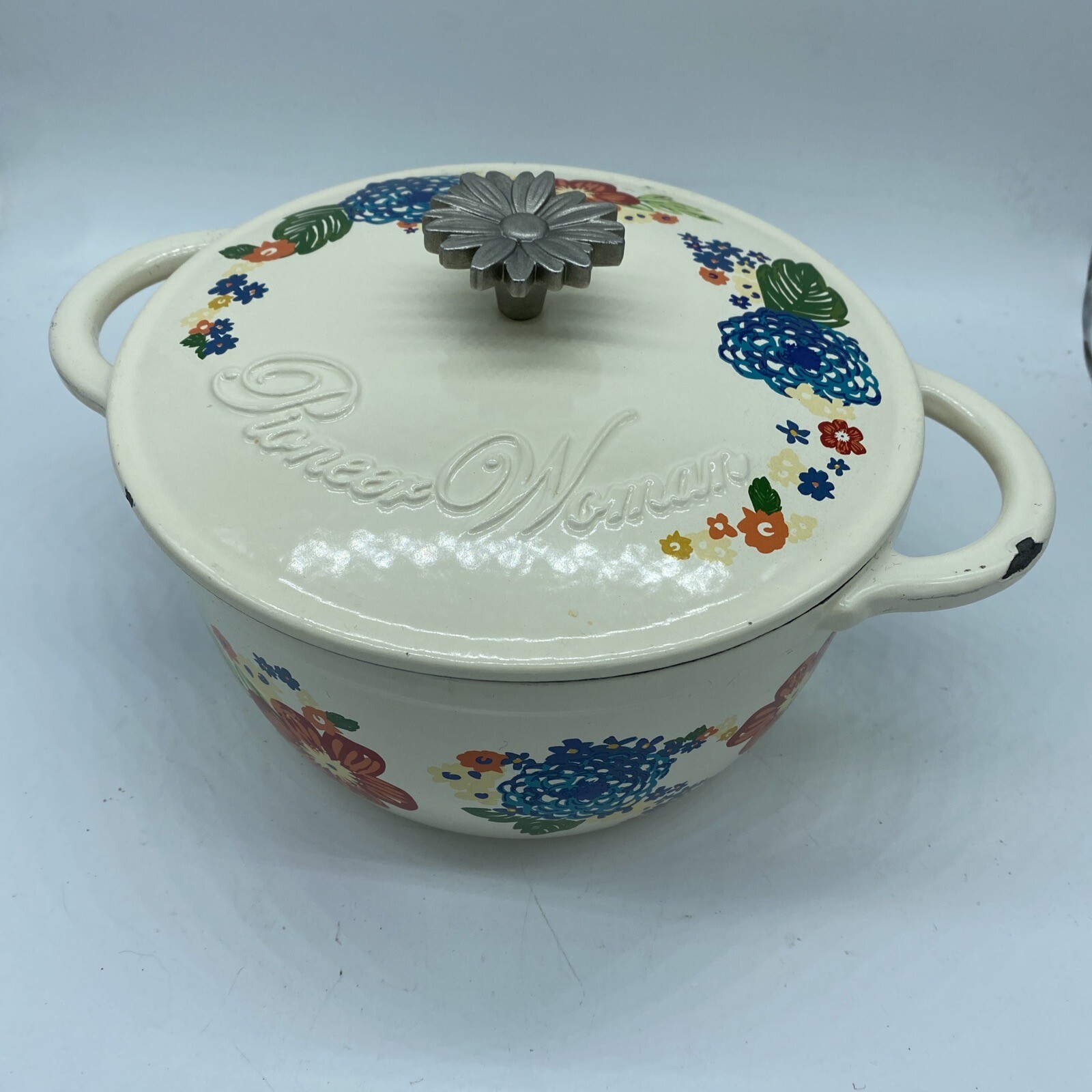 Pioneer Woman Dutch Oven Dazzling Dahlias 3qt Cast Iron Enamel Some