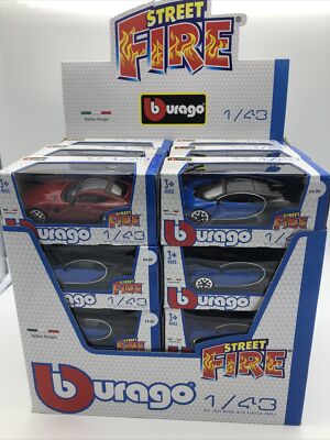Burago Street Fire 1:43 Dealers Trade Box 24 Diecast Cars Bugatti Chiron, AMG