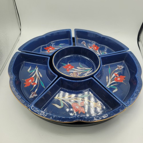 Japan Lazy Susan Blue Dynasty Serving Tray, TurnTable! Beautiful Set Of 7 Pieces - Picture 4 of 6
