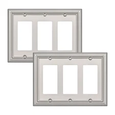 DEWENWILS Triple Decorator Wall plates, Brushed Nickel Outlet Covers, Metal 2-Pc