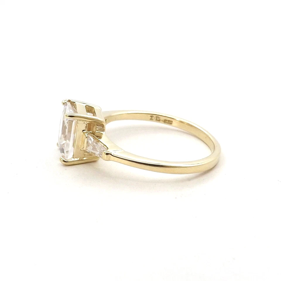 10k Gold Emerald Cut Engagement Ring Setting Clear Stones New - Image 4 of 4