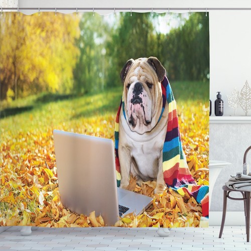 Dog Shower Curtain Fabric Bathroom Decor Set with Hooks 4 Sizes Available - Picture 11 of 80