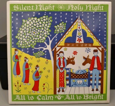 1964 Pennsylvania Dutch Style Ceramic Tile - Bergren Trayner Silent Night Holy