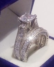 3.50 Ct Princess cut Engagement Ring Wedding Set 925 Sterling simulated Diamonds