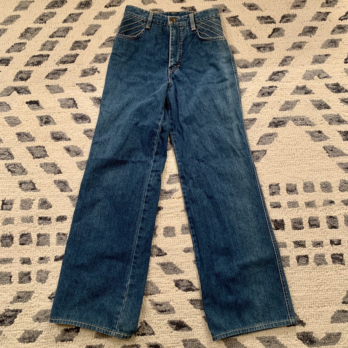 VINTAGE rare Bobson Too-Too Wide leg Jeans Japan Embroidery