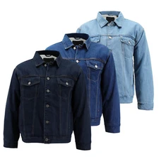 Men’s Cotton Denim Classic Blue Button Up Sherpa Lined Casual Jean Jacket