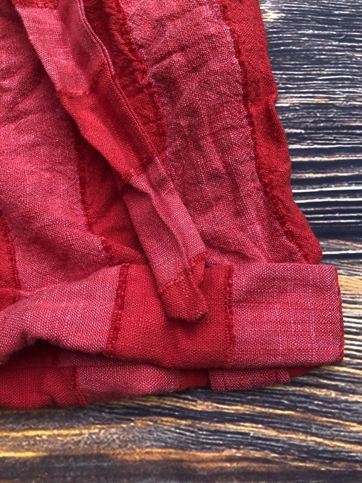 Pantalones cortos para mujer 10 Eva Franco Anthropologie rojo rosa mezcla de lino Foto 2 de 4