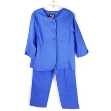 Bob Mackie Periwinkle Blue Round Neck Straight Leg 2-Piece Pant Set Womens M NWT