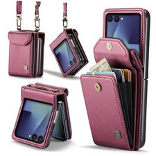 ASAPDOS Crossbody Case Compatible with Samsung Galaxy Z For Z Flip 7 Rose Red