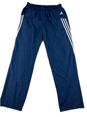 Adidas Track Pants Mens Large Blue Mesh Lining Polyester 3 Strips Pockets READ