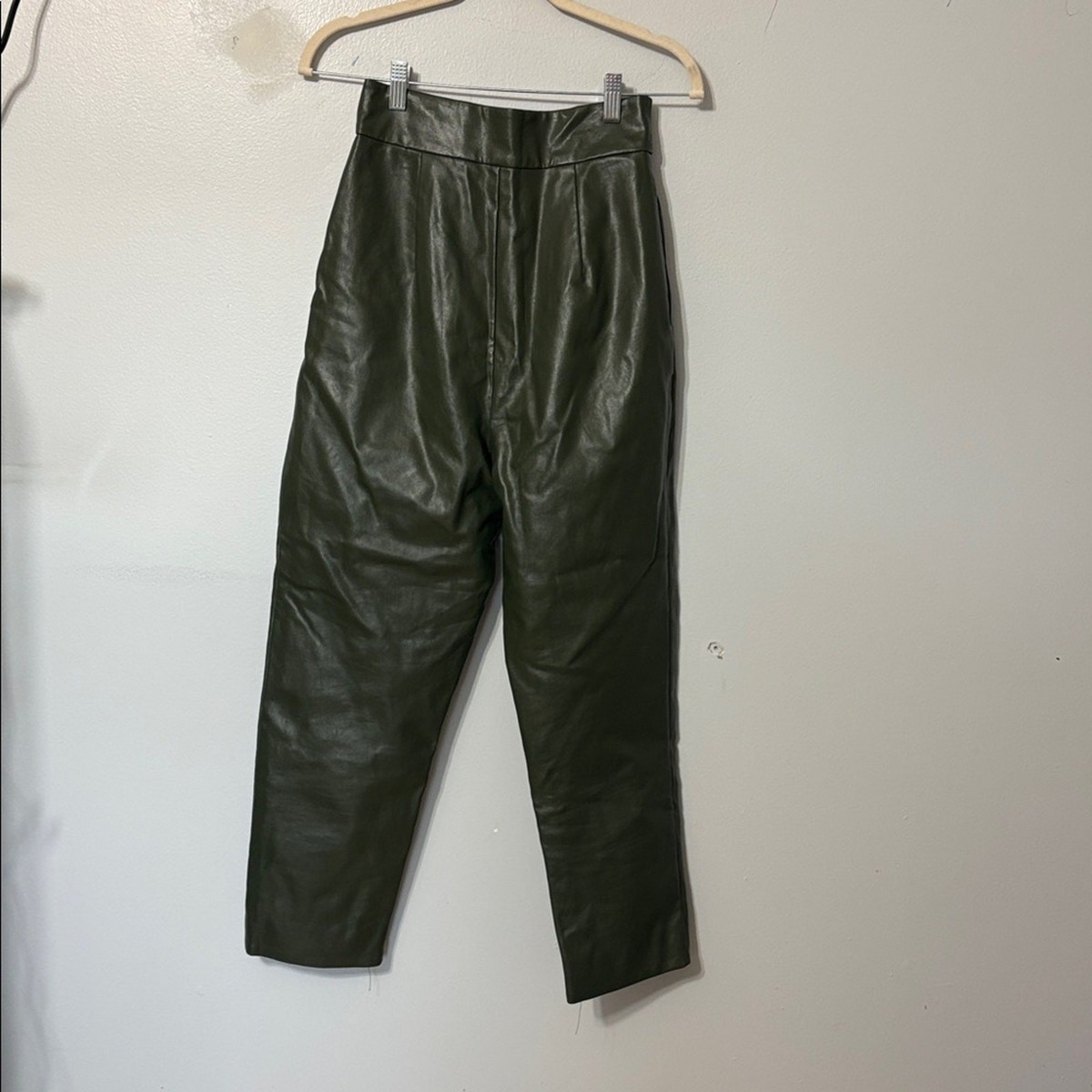 Majorelle Clive Trousers Olive Green Faux Leather Pants Small View 4