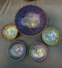 Vintage Imperial Amethyst Carnival Grape Berry Bowl Set, 5 piece Set