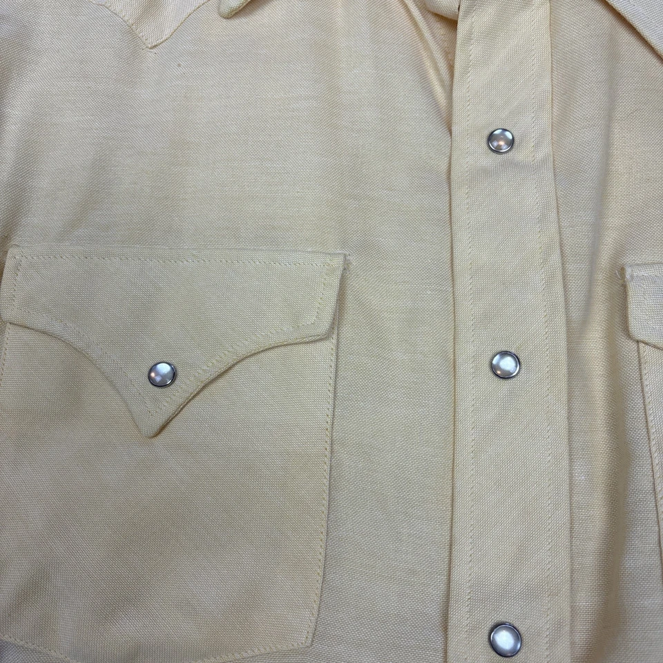 Vintage Western Shirt “Old West Champion By Pool Of Sherman” Yellow Large - Image 4 of 4