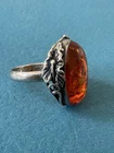 Vintage USSR Latvia Baltic Amber .925 Sterling Silver Ring Size 6.5”