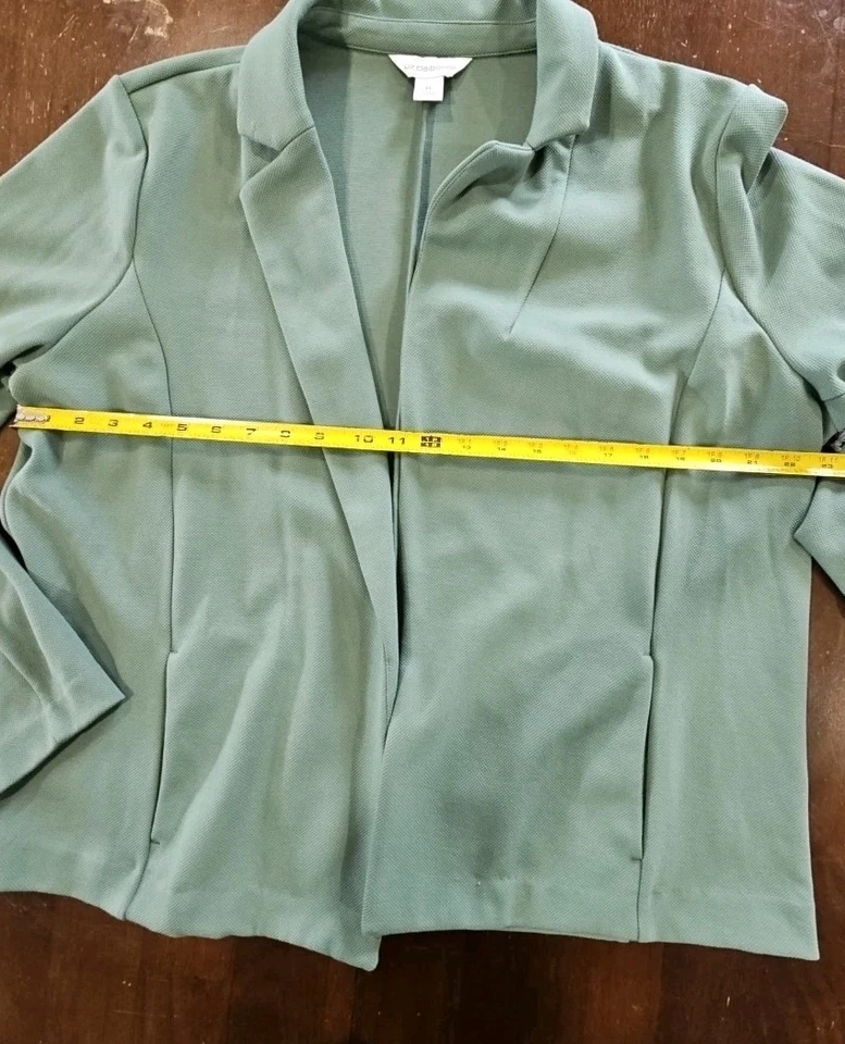 BLAZER LIZ CLAIBORNE PARA MUJER BOSQUE OSCURO CON BOLSILLOS Talla XL Frente Abierto Foto 3 de 4