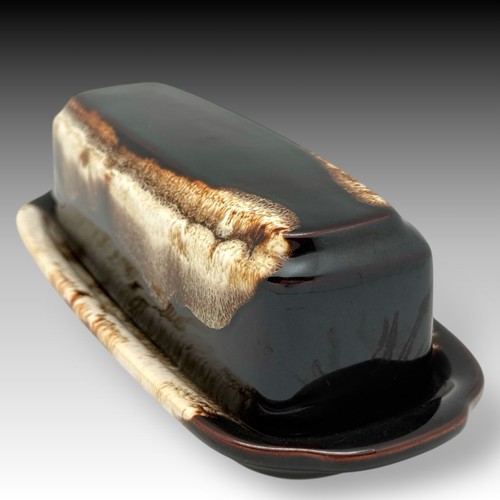 Pfaltzgraff Vintage Gourmet Brown Drip Glaze Covered Butter Dish with Lid - Picture 3 of 7