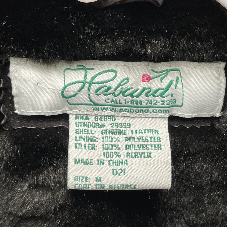 Chaqueta de cuero Haband Barn Chore para mujer cuello de piel de oveja ribete abrigo de trabajo Foto 3 de 4