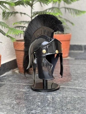 Roman Centurion Helmet with Black Plume - 18ga Steel Wearable LARP Armor Set