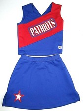 NEW Child PATRIOTS Cheerleader Uniform Outfit Costume 30" TOP Super Bowl RWB