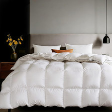 Luxury Goose Feather down Fiber Comforter Queen Size 90"X90"   Extra Fluffy Whit