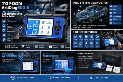2026 New Launch! TOPDON AD600S Free Updates 9 Reset FCA AutoAuth ABS EPB DPF BMS