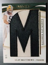 2020 Immaculate Clay Matthews Letter M Pro Bowl Nameplate Jersey Patch Packers 