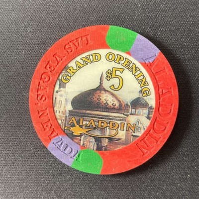 Aladdin Las Vegas Nevada $5 casino chip grand opening obsolete Vegas Strip