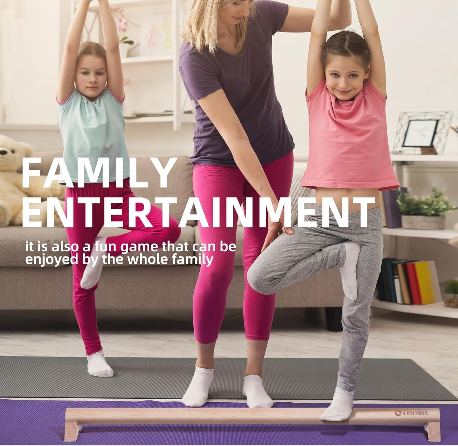 Versatile 40 Inch Beech Wood Balance Beam for Home Use - Enhance 40in, 