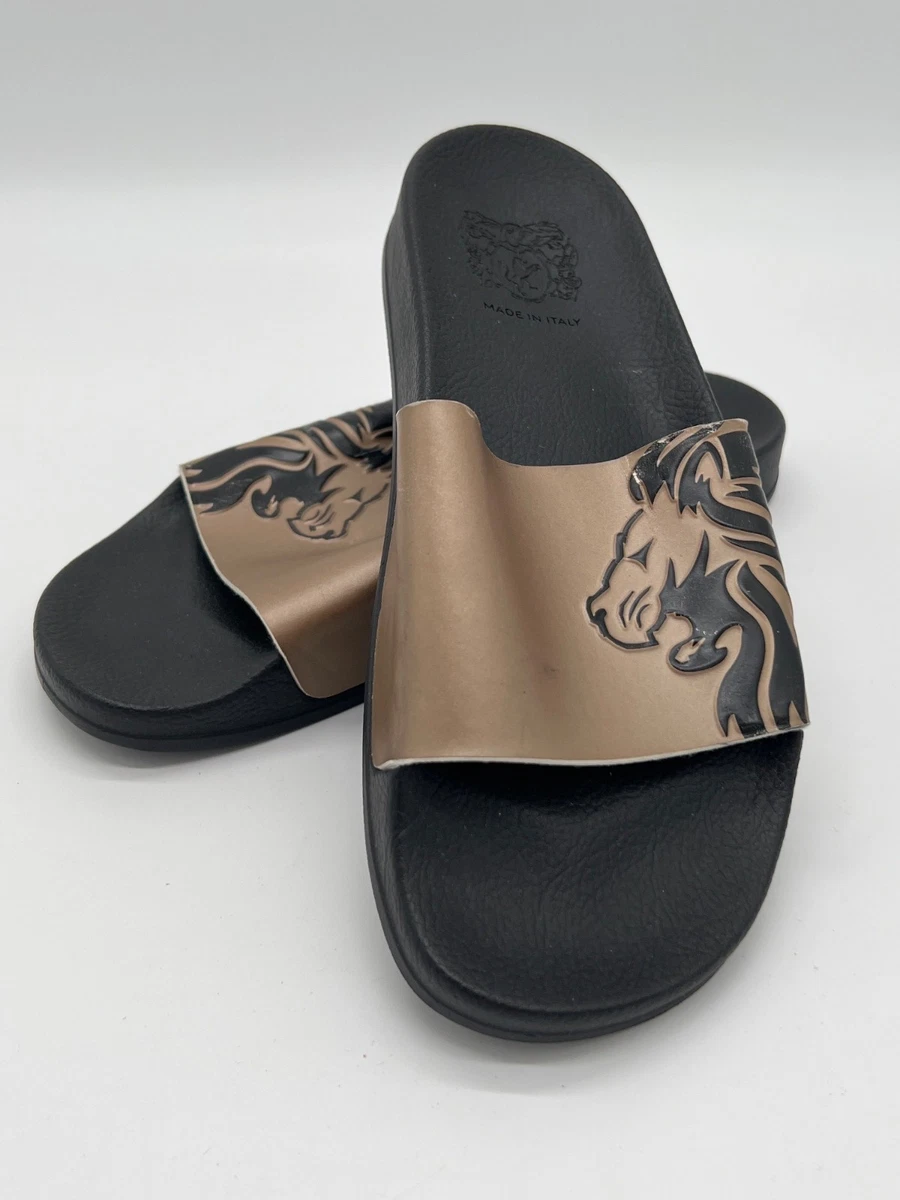 Bruno Magli Mens Size 8 Slide Sandals Black & Bronze Made In Italy Bologna Double Strap Sandal Black leather – Bruno Magli main image 2