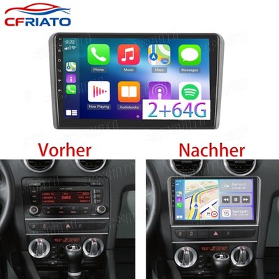 Android 15 Für AUDI A3 8P 2006-2012 Autoradio Apple Carplay GPS Navi WIFI 2+64GB