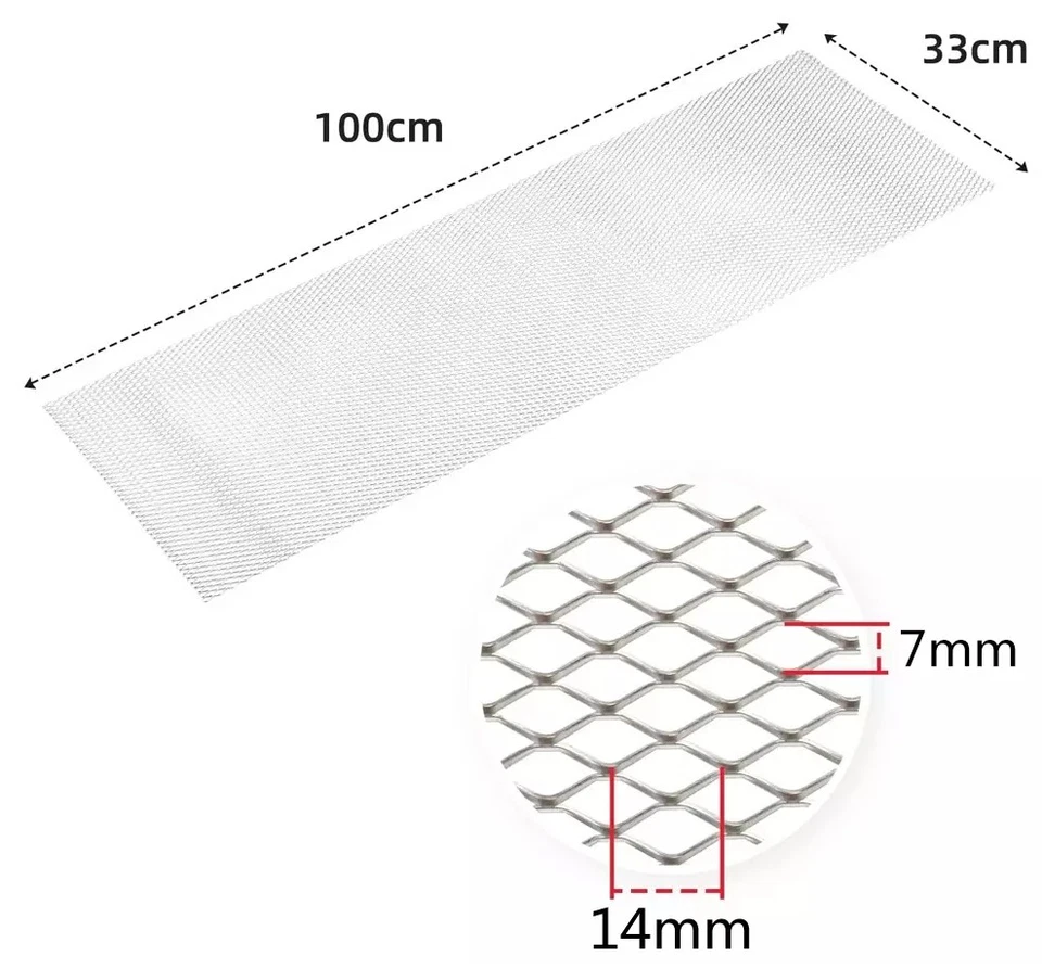 Universal 40"X13" Parrilla Coche Malla Agujero 7x14mm Aleación Aluminio Plata Hexagonal 1PC Foto 2 de 4