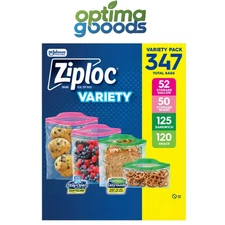 Ziploc Easy Open Bags Variety Pack 347 ct – Stay Open Design, Storage & Snack.