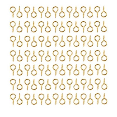 100 Pieces Small Screw Eyes Pin Hook for DIY Crafts, 6 x 13mm (Gold) Gold