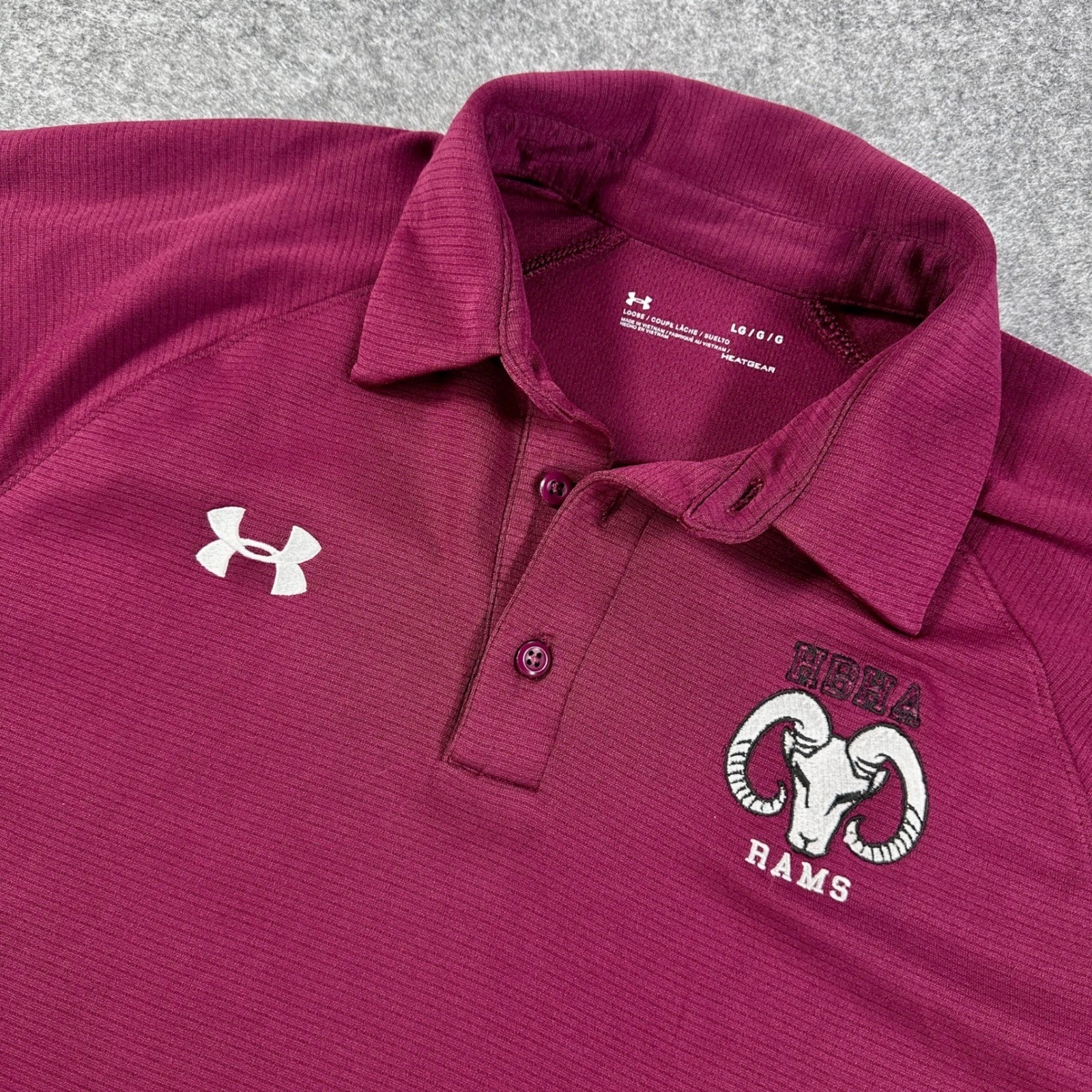 Under Armour Mens HBHA Rams Golf Polo Performace Shirt HeatGear Loose Fit Large