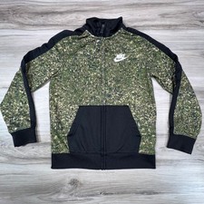 Kids Nike Camo Track Jacket Zip Up Athletic Green Black Size M 5-6