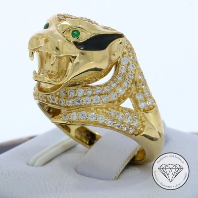 SONDERAKTION WERT 890,- Panther Cat Head Ring 585 Gold 14k 14 KT in 58 XXYY