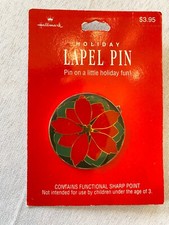 VTG HALLMARK ENAMEL POINSETTIA CHRISTMAS HOLIDAY LAPEL PIN XLP3731  BROOCH