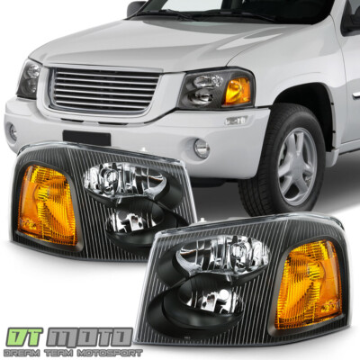 2002-2009 GMC Envoy 02-06 XL Black Headlights Headlamps Replacement Left+Right