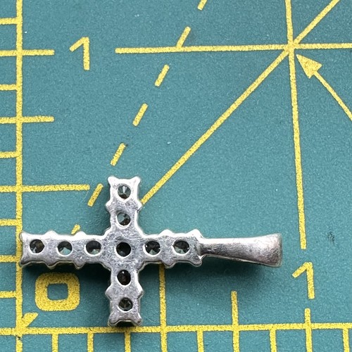 Light Blue Crystals Cross Pendant Prong Set Sterling Silver - Picture 8 of 14