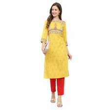 Treditional Printed Kurti With Pent Synthetic Indian Women Designer Party Wear