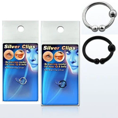 Fake Nasenring 925 Sterling Silber 3 Kugeln 8 mm Lippenpiercing zum klemmen - Bild 1 von 1