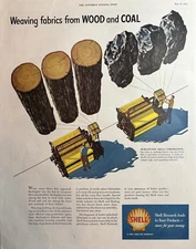1952 Shell Oil Company Research Fabrics From Wood Coal Finer Vintage Print Ad