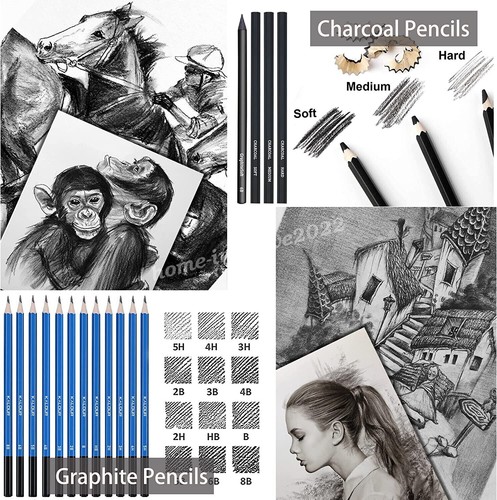 97 Piece Colored Professional Drawing Pencil Kit W/ Zipper Case Artists Beginner - Picture 3 of 10