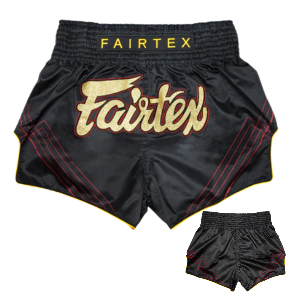 Fairtex ムエイタイ キックボクシング パンツ L BS1925 Fairtex Muay Thai Shorts boxing mma kick - BS1925 Red Line (Black