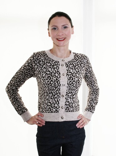 LEOPARD PRINT CARDIGAN size 18 - Long Sleeve, Warm, Button Cardi, Autumn Winter | eBay