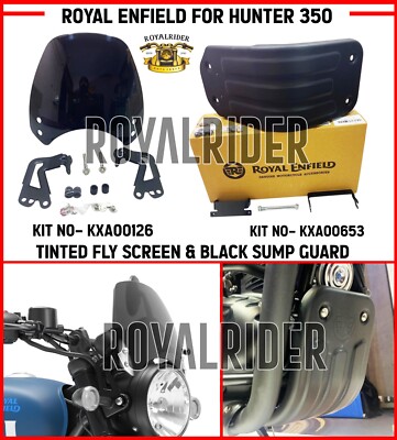 100% Genuine Fits Enfield TINTED FLY SCREEN & BLACK SUMP GUARD For Hunter 350