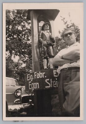 Titisee-Neustadt 1959 - Holzstatue Werbung Egon Steimer - Altes Foto 1950er