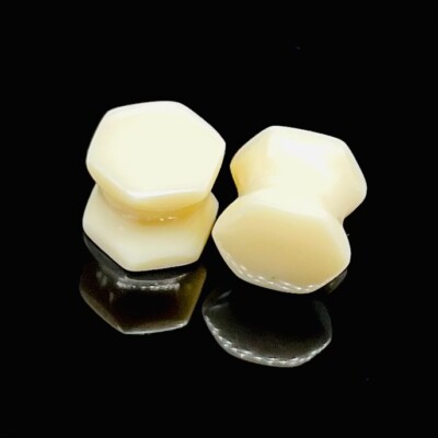 Organic Buffalo Bone Handcrafted Hexagon Shape Ear Plugs Pair Size 8g - 54 MM