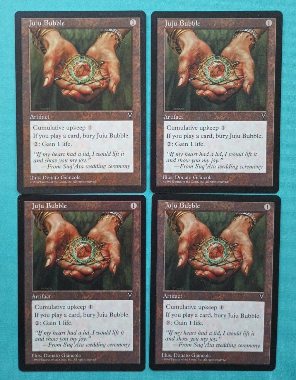 Magic the Gathering MTG Visions JUJU BUBBLE  X 4 ( 2 VLP/EX & 2 LP/EX)  U 1997!